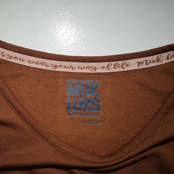 The Original Muk Luks Ladies Size 1X Copper Color Fleece Lined Sweat Top - Picture 5 of 11